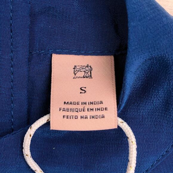 Scotch & Soda Blouse Womens S Blue Viscose Twist Front Mock Neck Long Sleeve - Picture 12 of 16